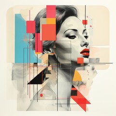 Portrait of a Woman with Geometric Shapes