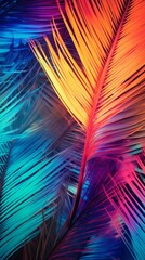 A close up of a colorful palm tree