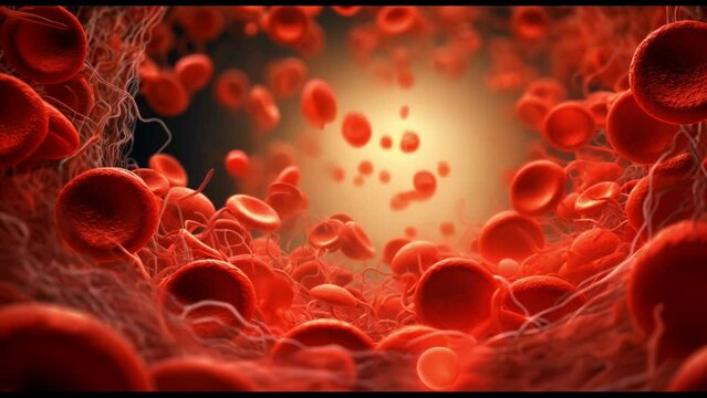 Red blood cells in vein. Health, cardiovascular system