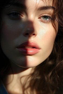 portrait of a young woman with half of her face in shadow