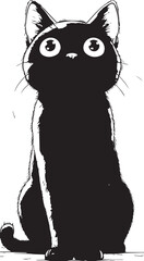 Cute black cat silhouette cartoon feline clipart cat vector.