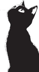Black cat looking up illustration manga anime comic style