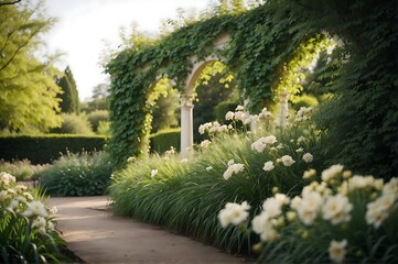 Obraz premium Enchanting Wonderland, A Breathtaking Oasis Flourishing With an Abundance of Ivory Blossoms