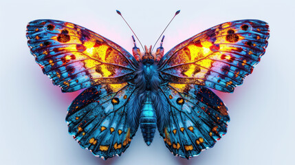 Colorful butterfly on white surface