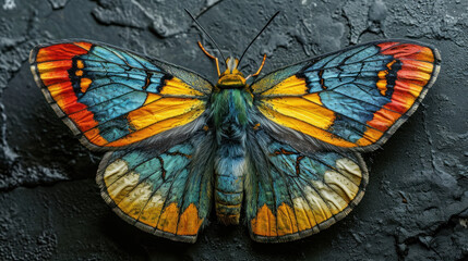 Colorful butterfly, close-up shot