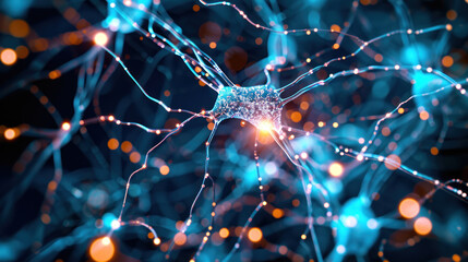 Abstract image of neurons, nerve cells - process of thinking concept