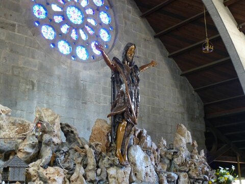 Crucifix statue inside of the church of Sagada
