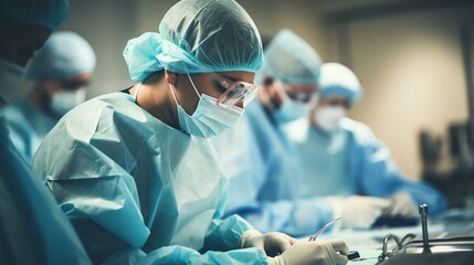 surgeons in operation room - obrazy, fototapety, plakaty