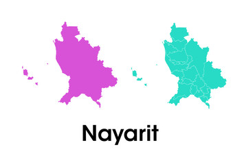 Nayarit state map in Mexico