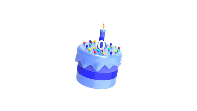 3d render Happy birthday party cake with candles isolated illustration