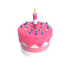 3d render Happy birthday party cake with candles isolated illustration