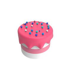 3d render Happy birthday party cake with candles isolated illustration