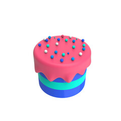 3d render Happy birthday party cake with candles isolated illustration