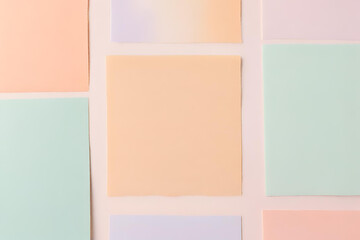 Fototapeta premium Pastel-colored blocks arranged in a balanced and harmonious composition, Pastel color post it note, Sticky Note Board, Post it memo board