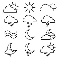 set of weather icons, weather forecast, clouds, sun, wind,rain, vector icons