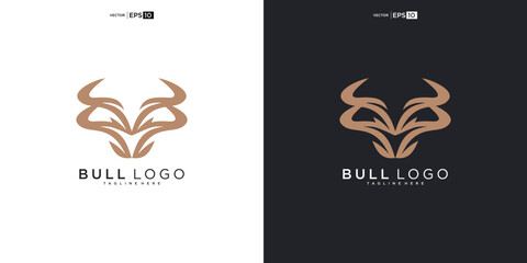 bull, angus cow bison buffalo head premium logo design. Creative bull horns