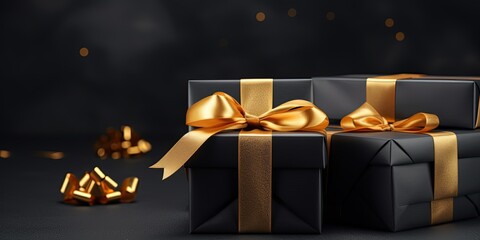 Gifts,Christmas and New Year mood,black and gold color