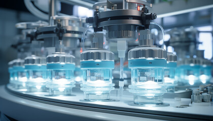 pharmaceuticals in the laboratory close-up. production of pharmaceutical laboratory preparations