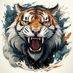 Illustrate a bold and fierce tiger