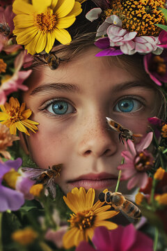 portrait of a girl with flowers