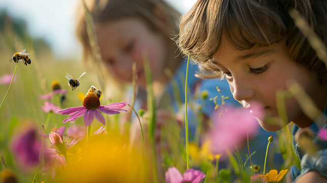 little child blowing dandelion