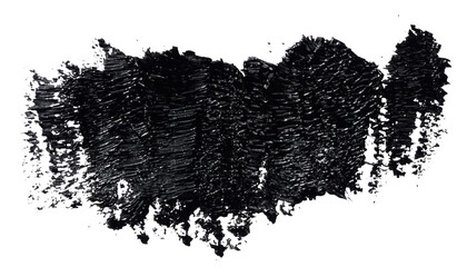 Swatch of black smudged acrylic paint isolated on white background - obrazy, fototapety, plakaty