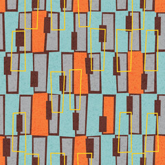 Seamless abstract mid century modern pattern for backgrounds, fabric design, wrapping paper. Retro design. Vector illustration. - 704667445