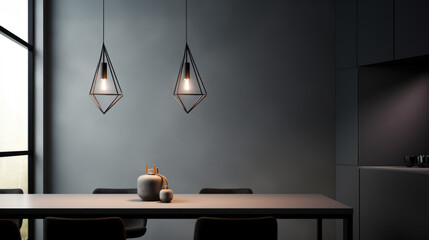 Minimalist chandelier with clean lines and geometric shapes - obrazy, fototapety, plakaty