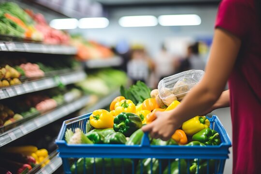 A Woman Shopping For Groceries In A Supermarket