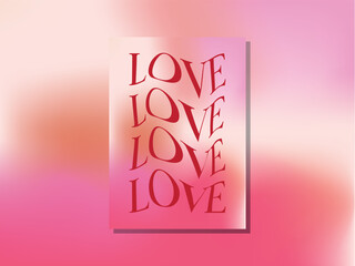 gradient background valentines day card with typography curved word love
