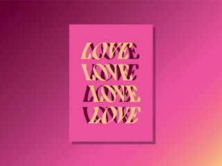 valentine's day card with wave curved love words