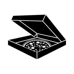 Open pizza box for pizzeria or pizza delivery concept vector