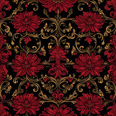 Illustration ornate floral pattern decorative dark red color for Presentations marketing, decks, ads, books covers, Digital interfaces, print design templates material, wedding invitation cards