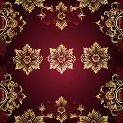 Illustration ornate floral pattern decorative dark red color for Presentations marketing, decks, ads, books covers, Digital interfaces, print design templates material, wedding invitation cards