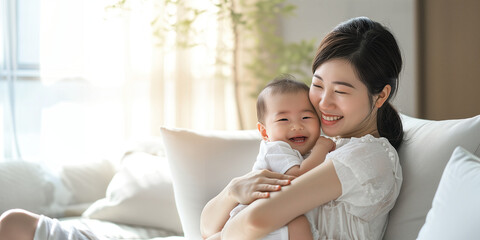 赤ちゃんを抱くママ