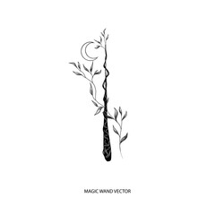magic wand tattoo art idea moon