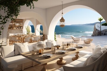 Modern coastal home with stunning ocean views - obrazy, fototapety, plakaty