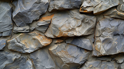 Close-Up of Natural Rock Wall Composed of Various Rocks