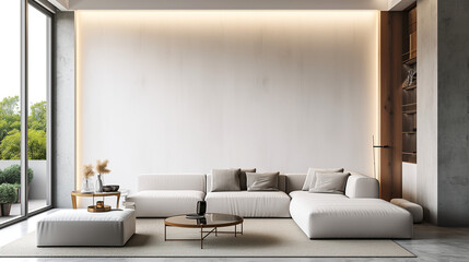 Fototapeta na wymiar Spacious Modern Living Room With Large White Couch