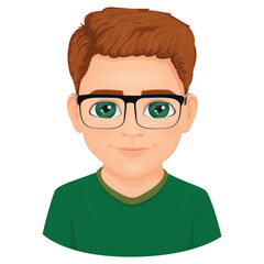 Portrait of young man with orange hair and glasses