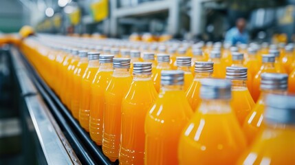 Fototapeta premium Producing Juices in a factory using modern technology