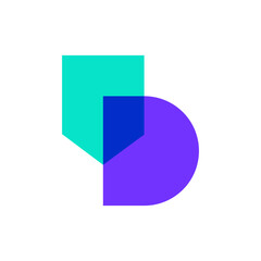 Letter D shield overlapping color logo