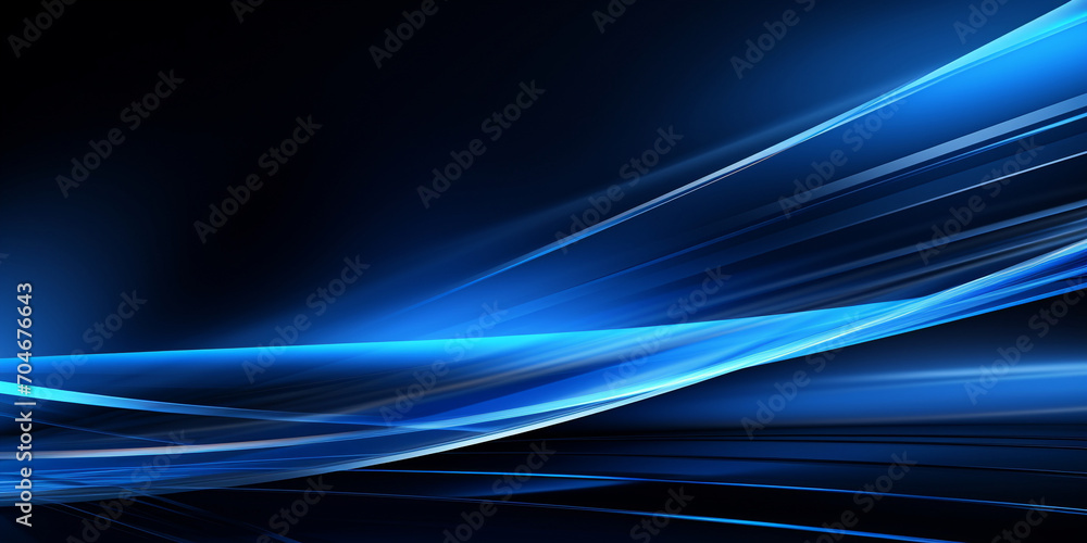 Poster Abstract futuristic background with blue lines on black surface digital binary data on computer screen science, futuristic concept
