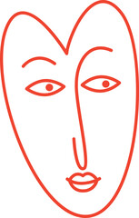 retro bright groovy heart with cute face, illustration of playful love hearts