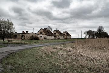 Abandoned depopulated town and houses in Poland in the village of Żukowice. Contaminated area near the Głog&oacute;w Copper Smelter