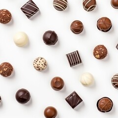 Fototapeta premium Various types of chocolate candy photographed from above