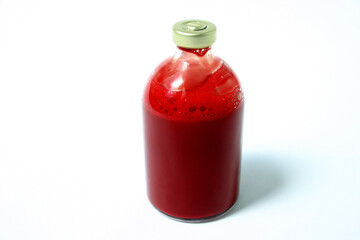 bottle of defibrillated sterile beef blood