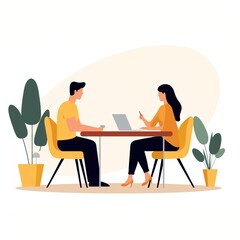 Business meeting between a man and a woman