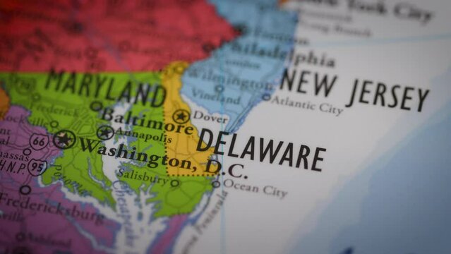 USA state map color contour Delaware DE