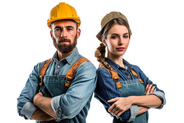 Female And Male Craftsman,  Team Isolated on Transparent Background